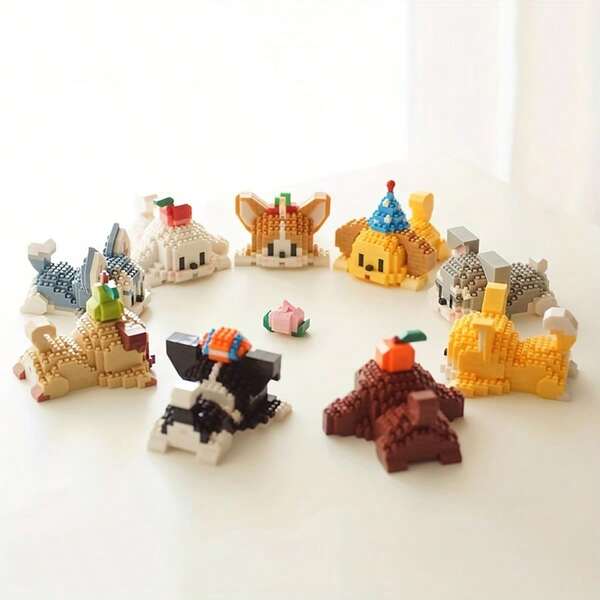 Mikro-Partikel Cartoon Figur einer Katze als Bauklötze, multifunktionale Bauklötze die sowohl als dekorative Accessoires als auch als Taschentuchboxen dienen, 3D Puzzle Bauklötze Dekorationen, ideale Geschenke zu Thanksgiving, Weihnachten, Halloween und Geburtstagen.