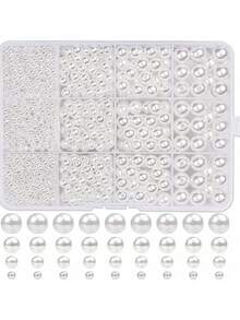 Pearl Beads Kit, Multiple Sizes Round Imitation Pearls Beads Kit For Jewelry Making, DIY Bracelet Earrings Necklaces Crafts, Friendship Birthday Gifts