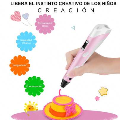 Bolígrafo de impresión 3D azul para niños y adultos que pintan juguetes, impresión a baja temperatura, incluye bolígrafo 3D, 4 colores aleatorios, filamento PLC de 6 metros, cable USB, regalo de Navidad para niños y niñas, bolígrafo de impresión 3D con filamento PLA de 120 cm, dibujo