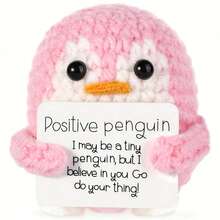 1pc Cute Small Penguin Plush Doll, 6.6cm Funny Knitted Penguin Doll, Comes With Positive Energy Card, Fluffy Adorable Crochet Penguin Doll, Suitable As Christmas & New Year Gift And Decoration For Friends - Multicolor - View 7