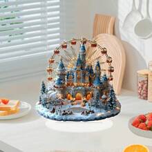 Decor de birou acrilic 2D multifuncțional, stil boho, casă de Crăciun - casă de zăpadă cu om de zăpadă și copac - cadou ideal de sărbători pentru acasă și la birou