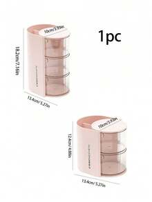 1 pièce Boîte de rangement de bureau rotative pour enfants, boîte de rangement pour pinces à cheveux à 2 couches et 3 grilles anti-poussière