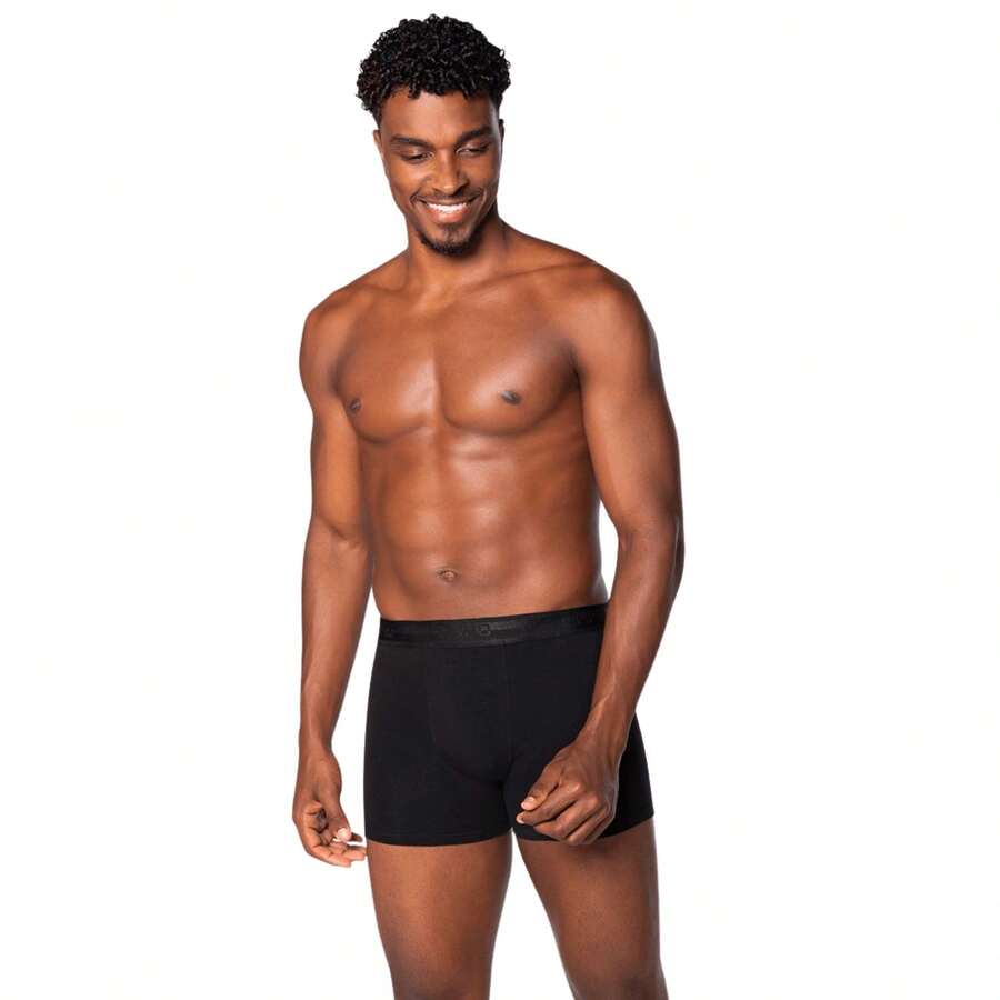 Cueca Lupo Boxer Algodão Com Elastano Masculino - Preto - Visão 1