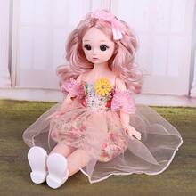 12-Inch Elegant Princess BJD Doll With Lace Floral Ruffle Dress And Accessories - Clothes Can Be Removed And Replaced, A Variety Of Clothing Combinations, The Perfect Choice For Party Decorations, Birthday Gifts And Christmas - No Power Supply - 彩色 - 查看 2