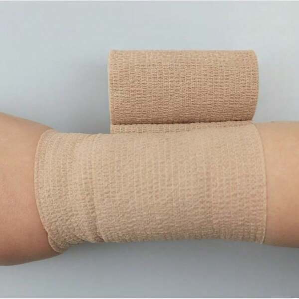 Self-Adhesive Elastic Foam Bandage Pre-Wrapped Elbow And Knee Pads, Light Beige Sponge Tape, Suitable For Sports.