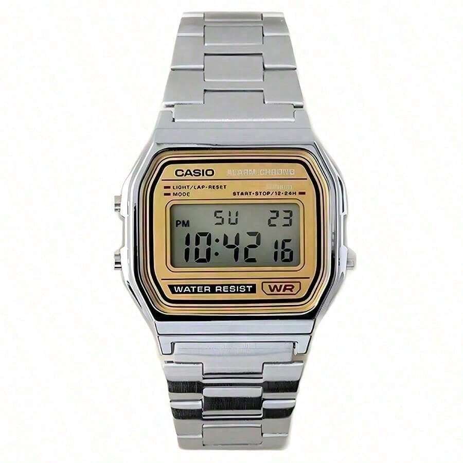 Casio Reloj digital deportivo de moda para hombre/mujer A168WA-1, reloj cuadrado con correa de acero inoxidable estilo retro, calendario, alarma y cronómetro, resistente al agua para uso diario, adecuado para uso diario A158WEA-9, A158WA-1, A168WGG-1B, A168WEM-1, B650WC-5A, A168WEGB-1B, A100WE-1A, A178WA-1A, A168WEM-7