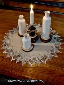 1 件复古蕾丝圆形餐垫、蜡烛垫、花瓶垫、圆形餐桌垫、盘子垫、乡村清新系列、氛围装饰、100% 涤纶面料适用于餐桌、咖啡桌、家居装饰、节日装饰、露营、家庭聚会、别墅约会、派对、宴会、会议等派对、婚礼、户外家具、房间装饰，多种尺寸可供选择 - 彩色 - 查看 3