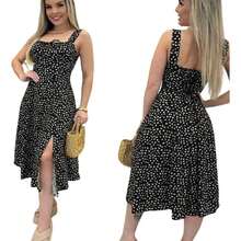Women's Floral Midi Dress With Light Front Bow - màu đen - Xem 3