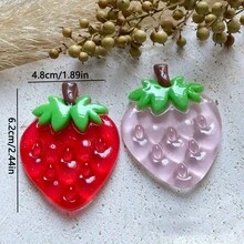 2 piezas/4 piezas Imán de nevera de fresa grande y lindo de resina, decoración estética kawaii para la cocina, la nevera, el escritorio de la oficina, la pizarra, el dormitorio y el casillero, un regalo divertido para amigos y amantes de la comida
