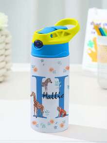 1pc Custom Name Stainless Water Bottle With Silicone Straw, Custom Water Bottle, 12oz - 350mL, Personalized Name Insulated Cup, Personalized Stainless Water Bottle, Custom Names Travel, School For Boys, Girls, Teenagers Baby Shower Family Decorations Gifts Winter Eve Gifts Back To School Winter Gift Ideas Boy Girl Valentine's Day Multi-Functional, Ornamental, Letter Baby Fashion,Birthday Gift ,Travel Organizer - Tên tùy chỉnh với tên viết tắt - Xem 10