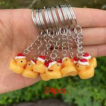 24 Pcs Plastic Mixed Color Duck Keychains Tiny Ducks Keychains Duck Party Favors Backpack Decor
