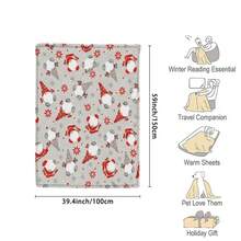 Christmas1pc Gray Dwarf Snowflake Dot Flannel Blanket,280gsm, Cute Cartoon Throw Blankets, Blanket For Bed, Tapestry,Rug, Suitable For Home Decor,The Four Seasons, Bedroom Decor, Room Decoration Stuff, Living Room Decor, Picnic Blanket, Best Friend Gifts, Bed
