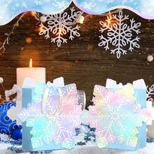 Set de 5 piezas/10 piezas, bolsa de regalo con diseño de copos de nieve, bolsa de papel con copos de nieve, bolsa de regalo para recién nacidos, baño de princesa, holográfica azul, para dulces y aperitivos con asa, para suministros de fiesta de cumpleaños y maravillas - Multicolor - Ver 5