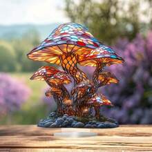 Decor boem cu ciuperci colorate - Ideal pentru acasă, birou sau cafenea, decorațiuni de Crăciun, decor acrilic pentru desktop