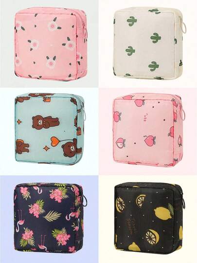 1pc Cute Mini Zipper Bag, Sanitary Pad Holder, Period Pouch, Sanitary Bag, Napkin Bag, Feminine Hygiene Tampon Storage Bag, Cosmetic Bag, Coin Purse, Makeup Bag, Underwear Storage Bag, Reusable, Waterproof Storage Bag, Travel Organizer, Dorm Storage, Home Storage, Bathroom Storage, Back To School Supplies, Travel Essentials, Holiday Necessities