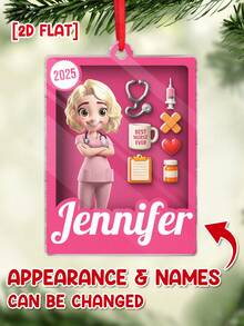 Catygift 定制护士主题圣诞装饰品、个性化护士礼物、最佳护士装饰品、护士礼物、2D平面节日装饰品 - As Shown - 查看 4