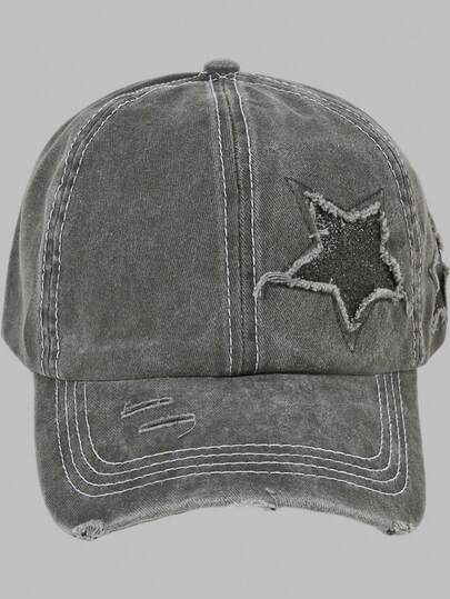 DareSee 1顶喷粉五角星马尾棒球帽，适合户外街头音乐节、Y2K主题活动、返校季、秋季、圣诞节、冬季等场合，是理想的圣诞礼物之选。