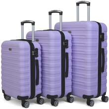 YSTYLE Purple 3 Piece Hardside Luggage Set Lightweight ABS Construction Exceptionally Durable Travel Suitcase Equipped With TSA Approved Locks And Four Double Wheels