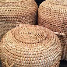 Rattan storage basket Set Of 3 Rattan Storage Tub Storage Basket Handwoven Storage Bin Living Room Toys Storage Towels Home decoration rattan storage basket Natural As picture - Natural + Como en la imagen - Ver 7