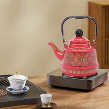 GDAE10 TaNeHaKi Emaille Wasserkocher Vintage 1.1 L Wasserkocher Induktion Emaille Teekessel Emaille Vintage Wasserkocher Induktion Retro Vintage Emaille Teekanne Rot Emaille Geschirr Tee Zimmer - Rot - Übersicht 2
