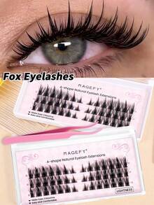 MAGEFY 42/36/72/82/330片 CC 卷曲漫画 DIY 超长尾巴交叉狐狸假睫毛簇，眉夹，漫画尖尾仙女发，可选礼盒配件（含发箍、眉刷、唇刷、发夹） - C - 查看 5