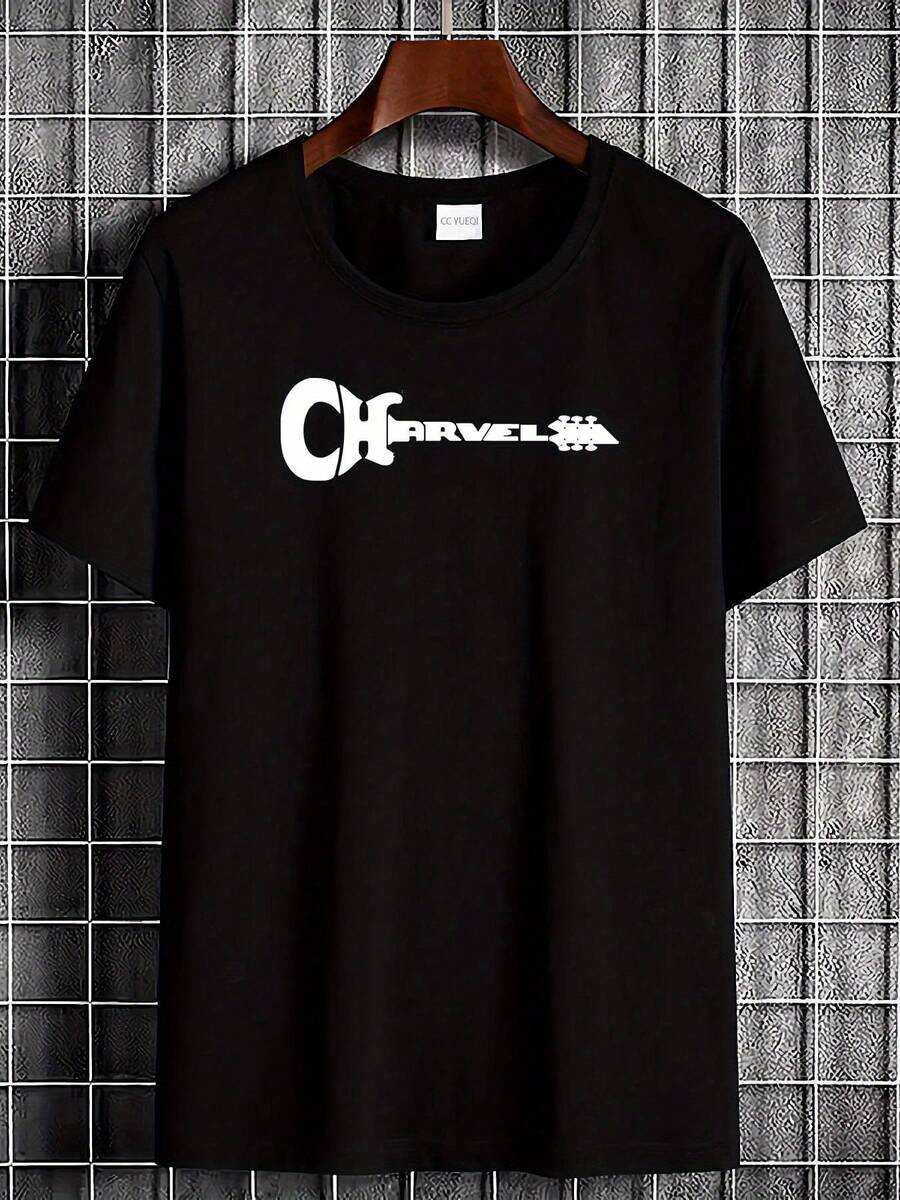 New Charvel Guitars Logo T SHIRT Soft Comfortable Unisex Stretched Versatile Graphic Breathable Top For Everyday Wear Fashion Slightly Casual Stylish Designer Clothes Homme Streetwear - Black - View 1