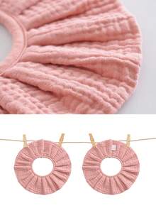 Set 3/5 pcs Celemek Bayi Katun Muslin Warna Polos Acak, Celemek Air Liur Bayi Baru Lahir - MultiWarna - View 5