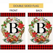 1pc, Christmas Family Monogram Last Name Monogram Letter Garden Flag 12x18 Inch Double Sided, Christmas Decorations For Winter Holiday Farmhouse Rustic Pasture Porch Decoration(ONLY FLAG)