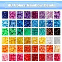 Quefe 3960pcs Pony Beads For Friendship Bracelet Making Kit 48 Colors Kandi Beads Set 2400pcs Plastic Rainbow Bulk And 1560pcs Letter Beads With 20 Meter Elastic Threads For Craft Jewelry Necklace