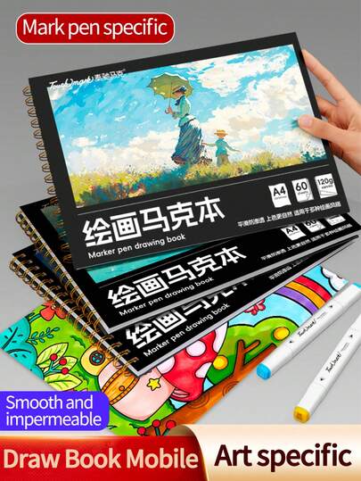 1 Stück A4 Markerpapier Block, geeignet für Anime/Manga Zeichnungen, Skizzen, Markerstifte, Kunstbedarf für Künstler