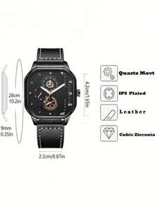 Men's Watch Black Simple Four-Piece Set, Including Watch, Bracelet, Necklace And Ring, Suitable For Casual And Formal Occasions, Simple And Elegant Necklace Jewelry Set, The Best Gift For Friends