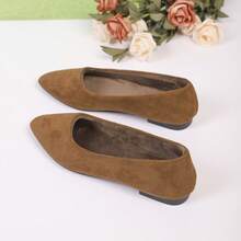 Women's Pointed Toe Flats, Suitable For Outdoor, Office, Fashion Solid Color Warm Lining Shoes For Autumn/Winter
