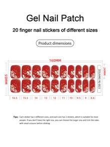 Semi Cured Gel Nail Strips , 20 Pcs Gel Nail Wraps, Stickers, UV Light Required, Salon Quality, Long Lasting