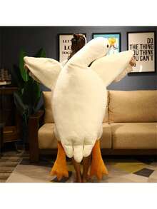 柔软白鹅毛绒玩具可爱毛绒填充动物大白鹅鸭子毛绒枕头腰背房间床头装饰生日礼物圣诞礼物感恩节礼物送孩子情人节礼物送女友