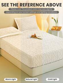 1 pieza Sábana ajustable de tafetán, sábana, ropa de cama, sábanas ajustables, cubierta de colchón de unicolor, protector de colchón suave y cómodo, sábanas hipoalergénicas, cubierta de cama gruesa para otoño e invierno, sábana ajustable de tela moderna para cama individual, matrimonial, queen o king, sin funda de almohada, regalo de ropa de cama, lavable a máquina, artículo esencial para el hogar, Oeko-Tex