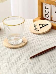 1 buc. Suport de pahare din lemn personalizat, Suport de pahare din lemn de pin cu logo personalizat și nume, Cadou ideal pentru nuntă, logodnă, reuniune de familie, prieteni și familii, se poate personaliza numele, Suport rotund, Suport pentru băuturi, Suport pentru cafea, Suport personalizat antiderapant rezistent la căldură, Multifuncțional, Durabil, Ornamental, Reutilizabil, Rafinat, Elegant.