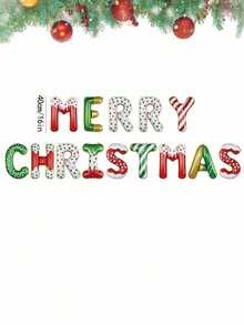 14pcs/Set Christmas Letter Balloons, Christmas Letter Banner Balloons Set, Merry Christmas Foil Balloons, Christmas Decorations, Christmas Party Backdrop Decor, Christmas Mall And Indoor/Outdoor Decoration Balloons - Multicolor - View 11