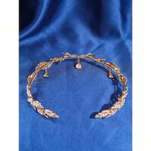 1pc Gold Tone Water-Drop Shaped Rhinestone Crown, Mori Girl Style, Bridal Wedding Birthday Headband Accessories Royal