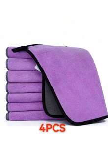 4 件装超柔软超细纤维绒面汽车清洁毛巾 - 超强吸水、超厚、无纺布抛光、清洗和干燥布 - 彩色 - 查看 13