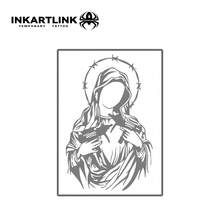 INKARTLINK 圣母玛利亚女神草药汁纹身 魔法纹身 15天纹身 半永久纹身 逼真假纹身 持续1-2周 - 黑色 - 查看 3