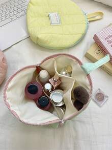 1 buc. Geantă de depozitare minimalistă, matlasată, în formă de coajă moale, culoare solidă, geantă de depozitare portabilă, multifuncțională, cu capacitate mare, pentru călătorii, geantă de mână pentru femei, geantă de căptușeală, geantă de depozitare pentru lenjerie intimă, geantă mică pentru cosmetice, geantă de machiaj, geantă de depozitare pentru îngrijirea pielii, geantă de depozitare pentru absorbante igienice, depozitare pentru prosoape, geantă de depozitare pentru bagaje, articole de călătorie, articole de zi cu zi, cadouri de ziua de naștere, cadouri de Crăciun