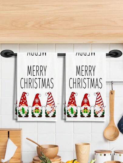 2pcs/4pcs Christmas Napkins Kitchen Decor Hand Towels, Modern Minimalist Multi-Purpose Kitchen Cloths, Suitable For Kitchen, Bathroom, Living Room, Dining Room, Bedroom, Christmas Gift