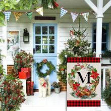 1pc, Christmas Family Monogram Last Name Monogram Letter Garden Flag 12x18 Inch Double Sided, Christmas Decorations For Winter Holiday Farmhouse Rustic Pasture Porch Decoration(ONLY FLAG)