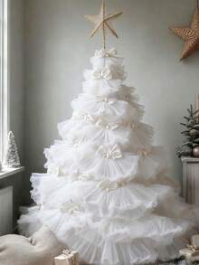 1/3/5m Tessuto decorativo natalizio: Onda ondulata a fiori bianchi, neri e rosa su sfondo azzurro, tessuto ondulato a doppia faccia, adatto per decorazioni dell'albero di Natale, feste di Natale, San Valentino, matrimoni, bouquet per feste, confezioni regalo, decorazioni per la casa, accessori di abbigliamento artigianali, Capodanno, feste di compleanno e altre attività di celebrazione, decorazioni natalizie per la casa, decorazioni natalizie invernali