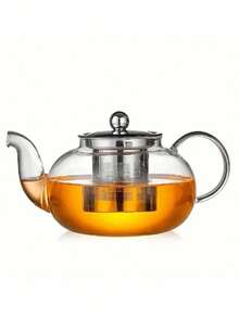 1pc Glass Teapot, Afternoon Tea Pot, Tea Infuser Pot, Home Boiling Kettle, Floral Teapot, Kung Fu Tea Set, Suitable For Home, Restaurant, Hotel, Office, Tea Accessories