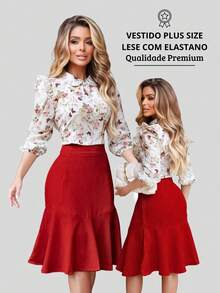 Women's Midi Skirt Tailored Ruffle Linen Fashion Godet High Waist Elegant - 珊瑚粉 - 查看 7