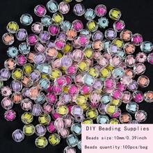 100颗/包 12毫米亚克力透明磨砂花珠串珠小雏菊彩色手链头饰手机链DIY散珠