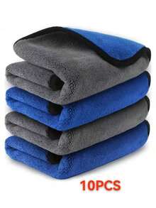 4 件装超柔软超细纤维绒面汽车清洁毛巾 - 超强吸水、超厚、无纺布抛光、清洗和干燥布 - 彩色 - 查看 17