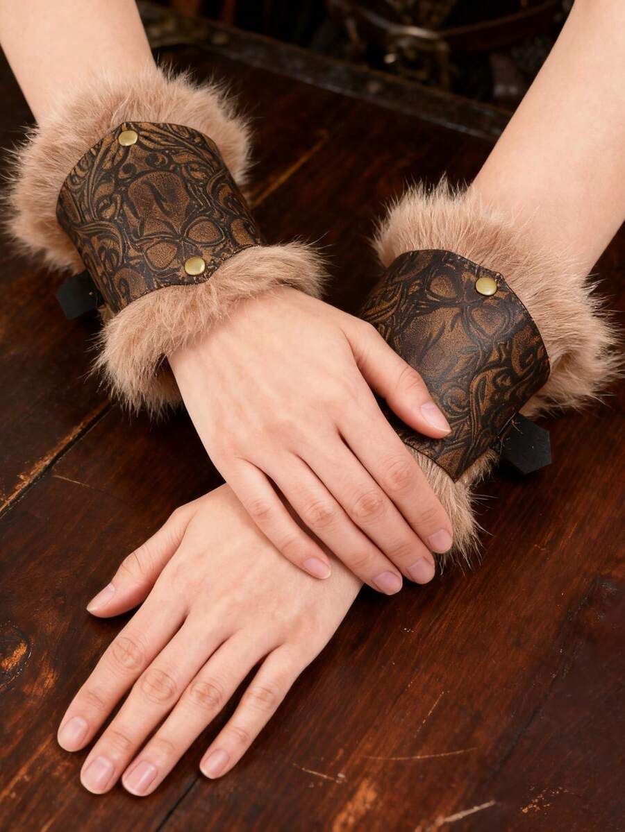 1 Pair Wrist Guards Keland Medieval Viking Leather Bracers Wrist Cuffs Arm Guards Wristband LARP Hallween Cosplay Accessories