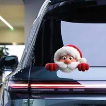1 Pc Cute Furry 3d Effect Christmas Stickers, Stickers Of Santa Claus Lying On The Window, PVC Waterproof Car Stickers, Car Window Stickers